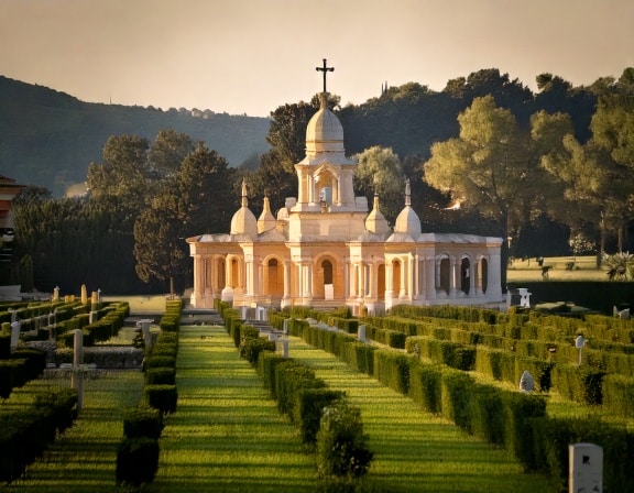 La foto di un cimitero in estate